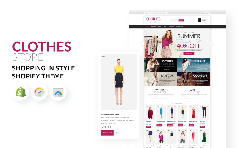 Stylové nakupování s tématem eCommerce Shopify