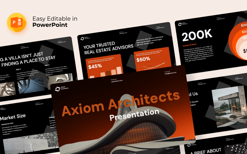 Axiom-Arkitektur Villa Presentation PowerPoint-mall