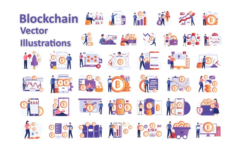 Blockchain-Vektorillustrationspaket – Dezentrale Designleistung