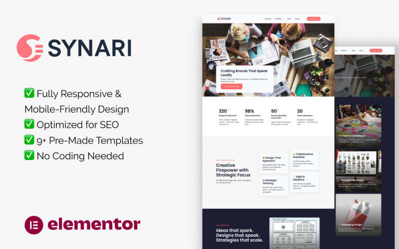 Kit modello Elementor per sito web Synari