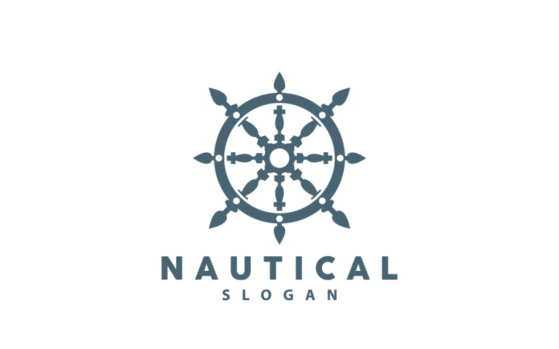 Logo de gouvernail de navire, vecteur maritime simple V9