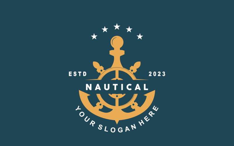Schiffsruder-Logo Maritimer Vektor Einfach V6