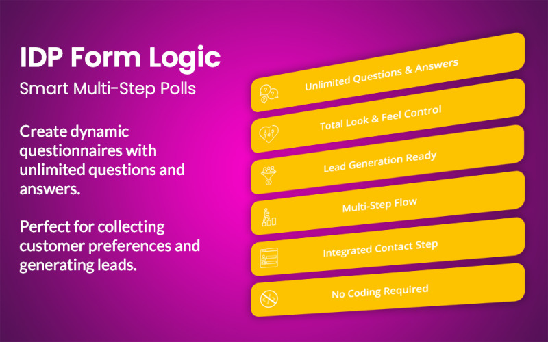 IDP Form Logic – Générateur de sondages intelligents et d'enquêtes en plusieurs étapes pour WordPress
