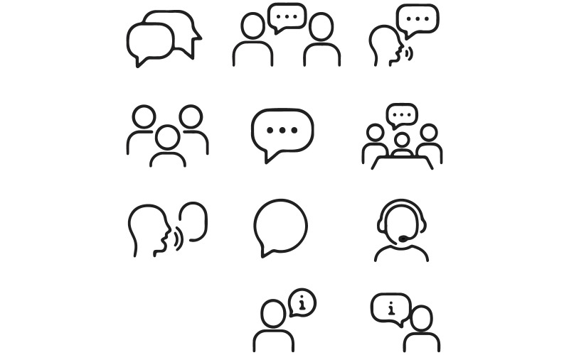 Illustrazioni di set di icone parlanti minimaliste