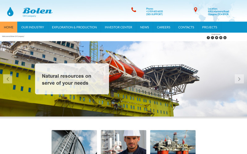 gas &amp; oil responsive moto cms 3 template