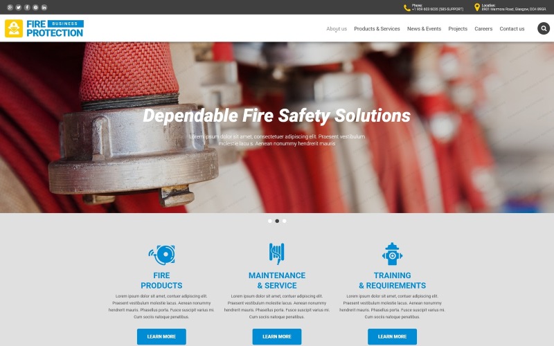 Modèle de site Web d'entreprise de protection contre les incendies