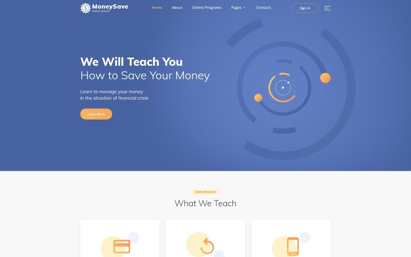 Modèle de site Web HTML5 de l'école en ligne MoneySave