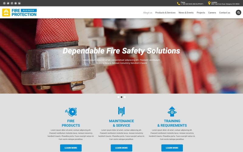 Modello di sito Web aziendale di protezione antincendio