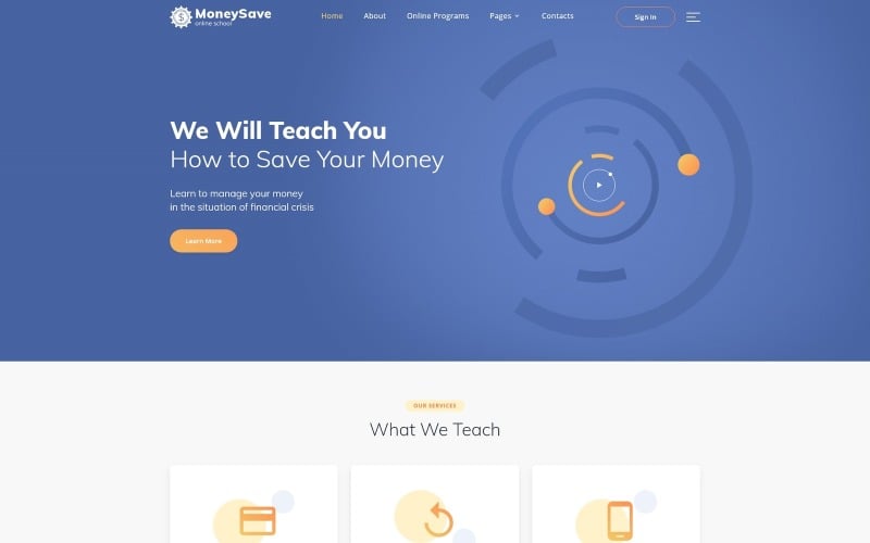 Plantilla de sitio web HTML5 de MoneySave Online School