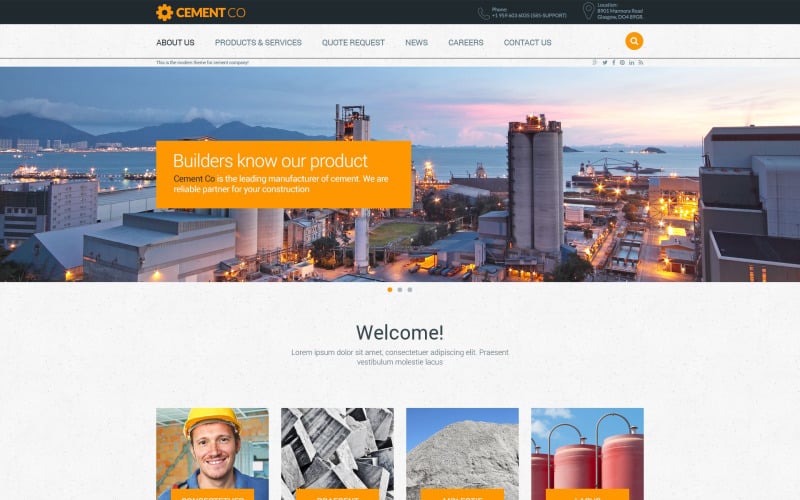 Plantilla para sitio web de empresa de cemento