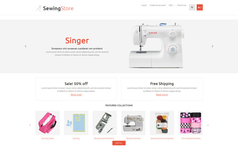 Šicí položky Shopify Theme