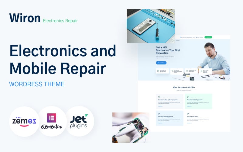 Wiron - Electronics Repair WordPress Theme for Gadget Service Website