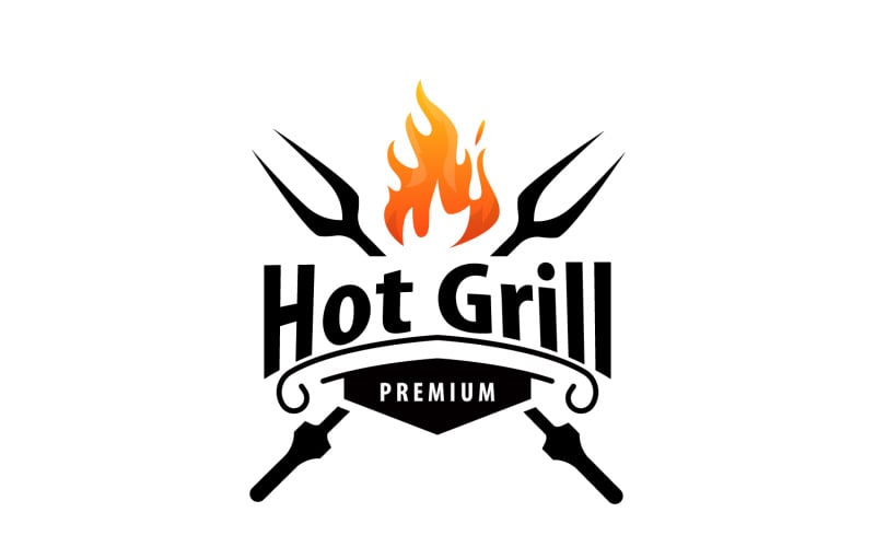 Barbekü Sıcak Izgara Logosu Barbekü Vintage V7