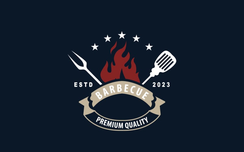 Logo BBQ Hot Grill Barbeque Vintage V5