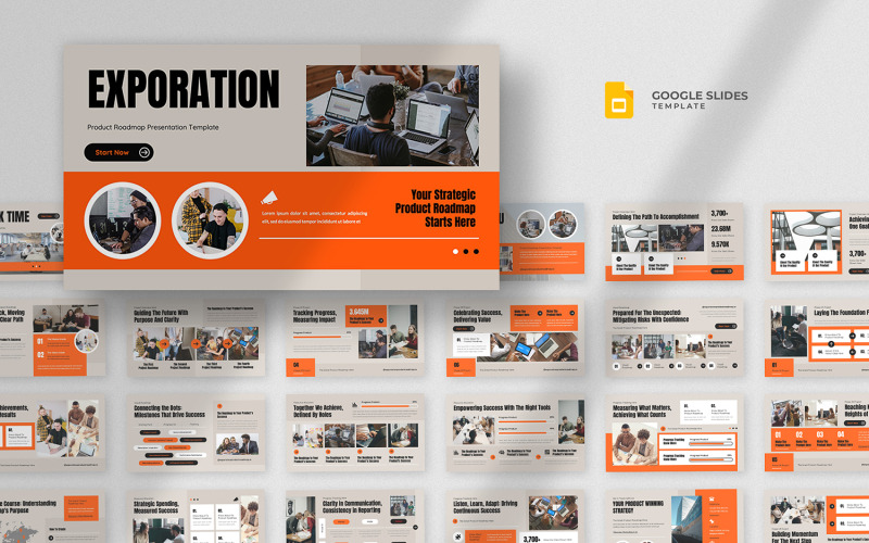 Exporation - Modèle de diapositives Google pour la feuille de route du produit