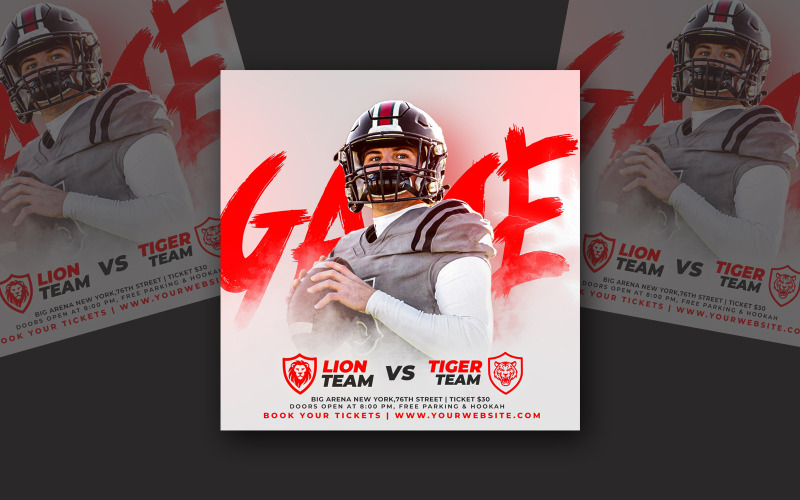 Modello di social media per il giorno della partita