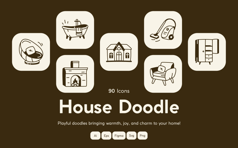 Modernes Haus Doodle Icon Set
