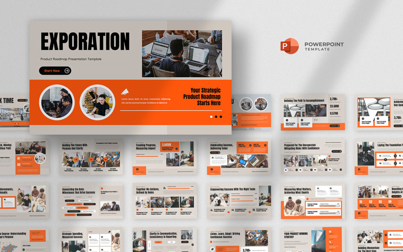 Šablona PowerPointu o vývoji produktu - Exporation