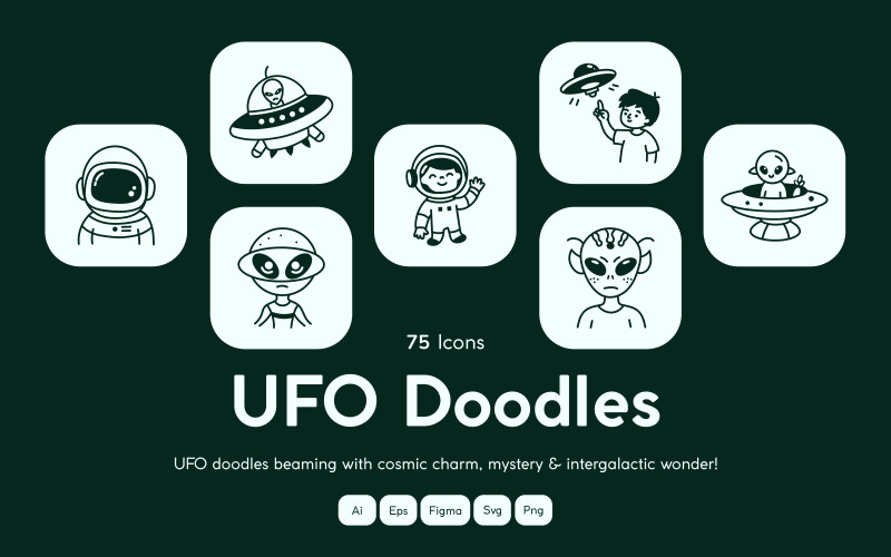 现代 UFO 涂鸦图标集