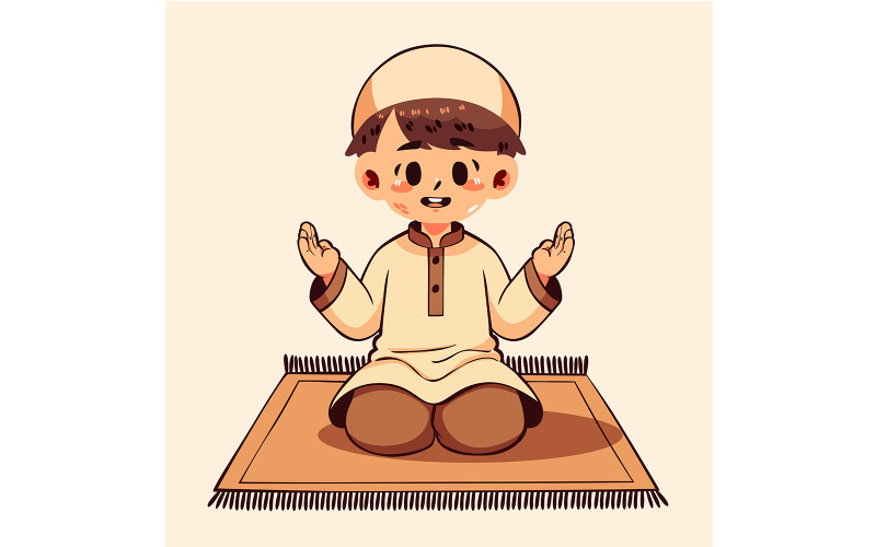 卡通男孩坐在地毯上
