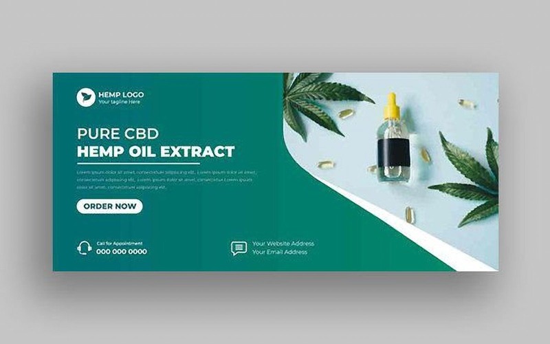 Modello di banner per copertina social media con olio di CBD di canapa Ver-5