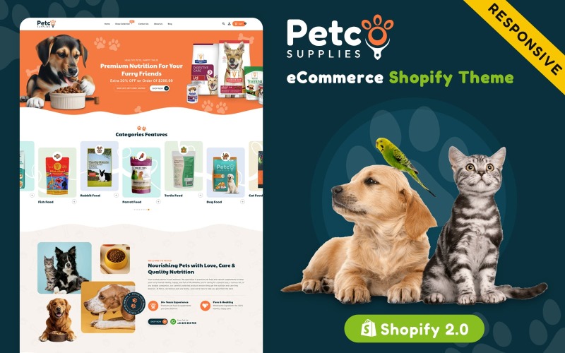 Petco - Responzivní šablona Shopify pro e-shopy s tématem krmiva pro domácí mazlíčky