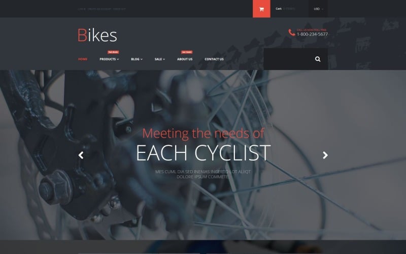 Bike Store Shopify-tema för cykelwebbplatser