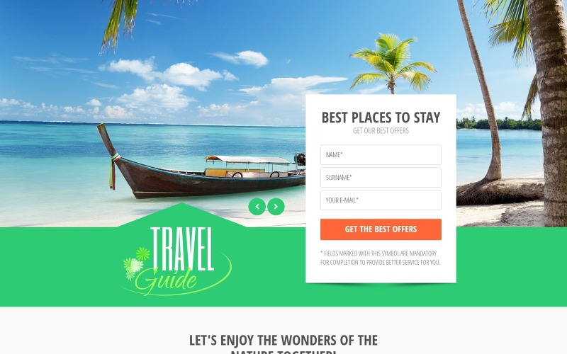 Guide de voyage - Modèle de page de destination Bootstrap HTML propre pour agence de voyage