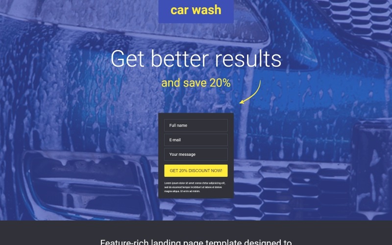 Modelo de página de destino responsiva para lavagem de carro