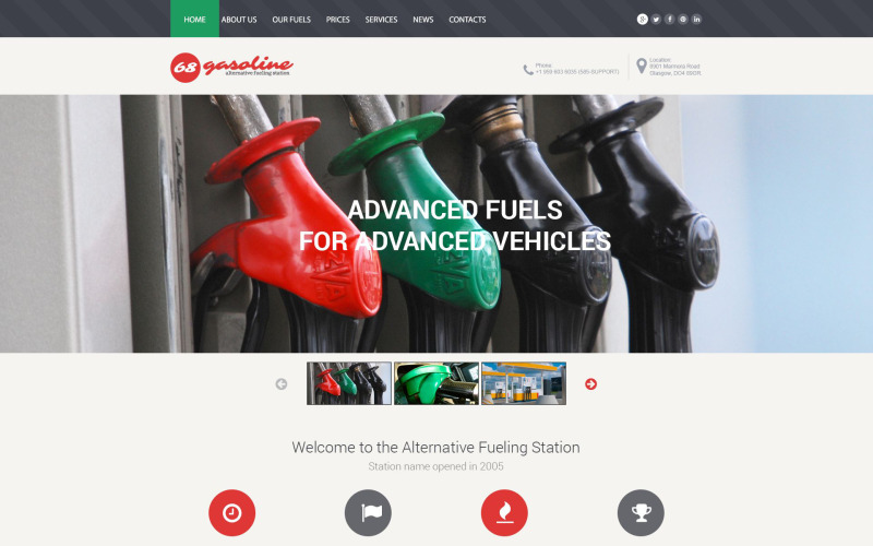 Modelo de site de estação de combustível alternativa