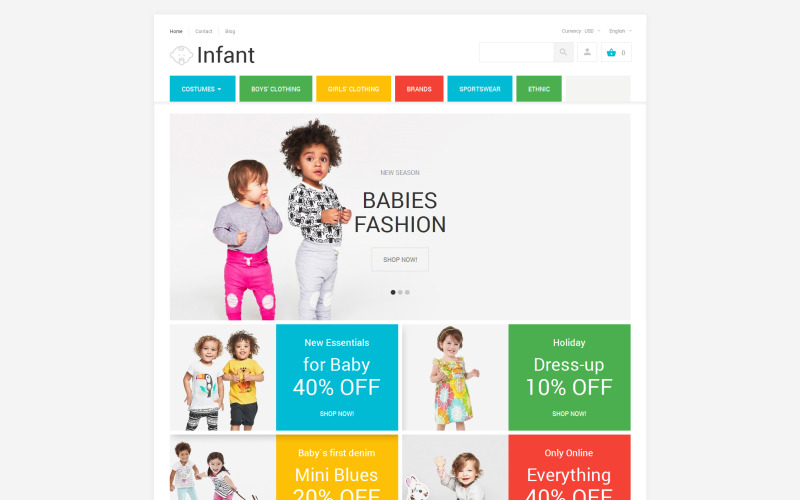 Motyw PrestaShop dla sklepu z odzieżą dla niemowląt