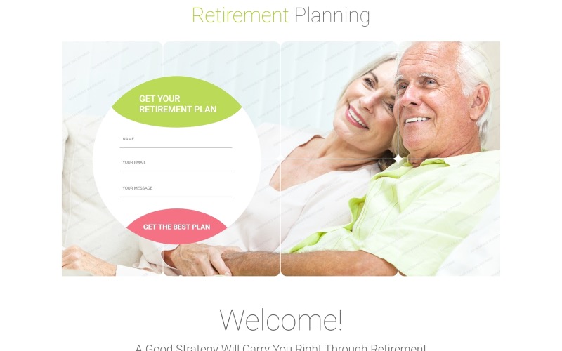 Plantilla de página de destino receptiva de planificación de la jubilación