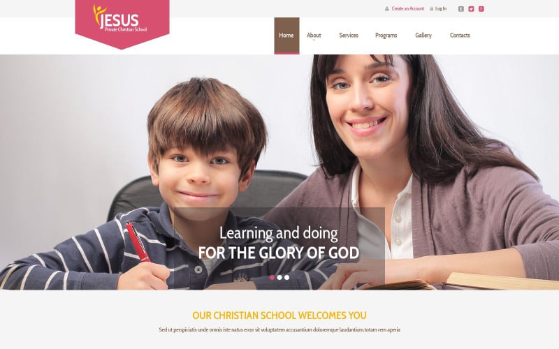 Plantilla de sitio web de escuela cristiana privada