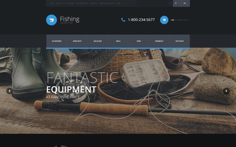 Plantilla OpenCart de tienda de equipo de pesca