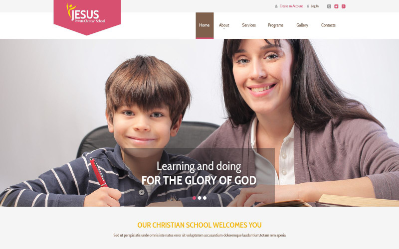 Szablon strony internetowej prywatnej szkoły chrześcijańskiej