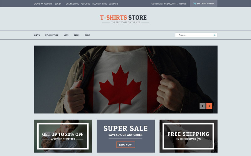 шаблон магазина рубашек virtuemart