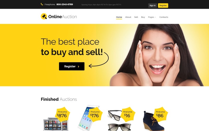 Vente aux enchères en ligne - Modèle de site Web HTML propre et réactif aux enchères