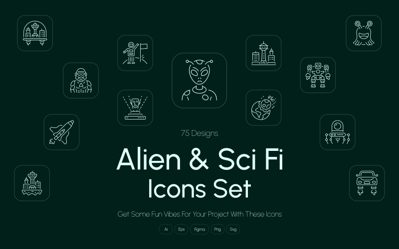 Alien en Sci Fi Icon Set