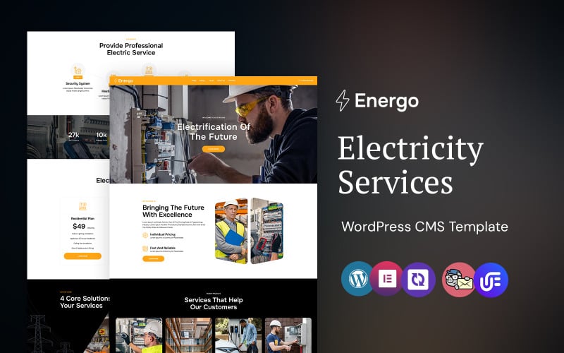 Energo – motyw WordPress Elementor dla usług elektrycznych