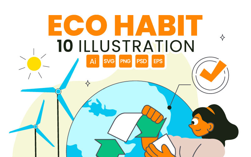 10 Eco-gewoonte-illustraties