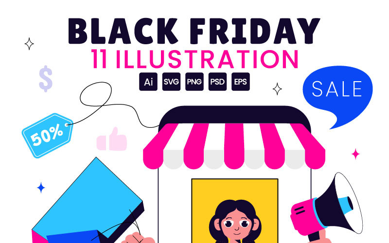 11 Kara Cuma İndirim Etkinliği İllüstrasyonu