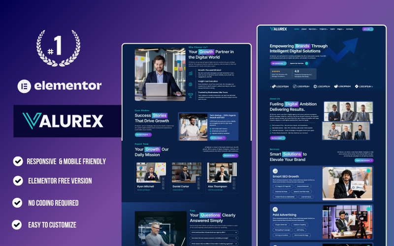Valurex – Digitális marketing és webdesign ügynökség, Elementor sablonkészlet