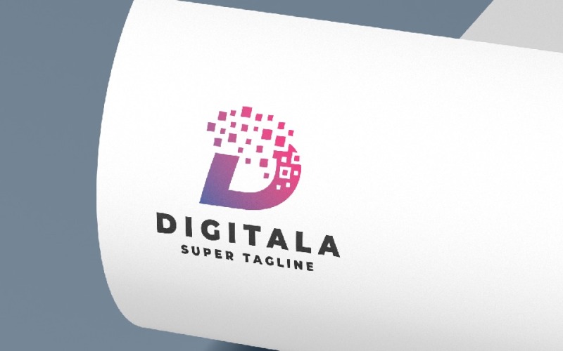 Gepixelde D-letterlogo-sjabloon