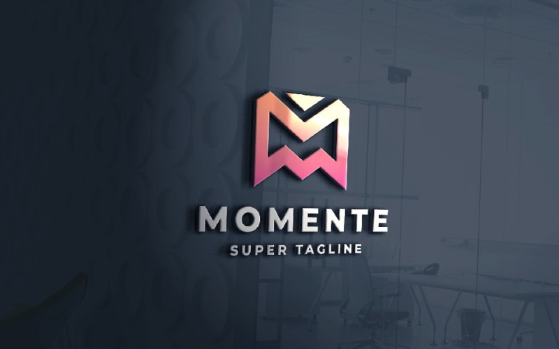 Logotipo geométrico da letra M Momente