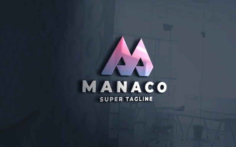 Modello di logo della montagna con la lettera M