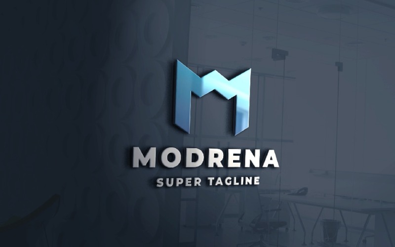Modrena geometrisk M-logotypmall