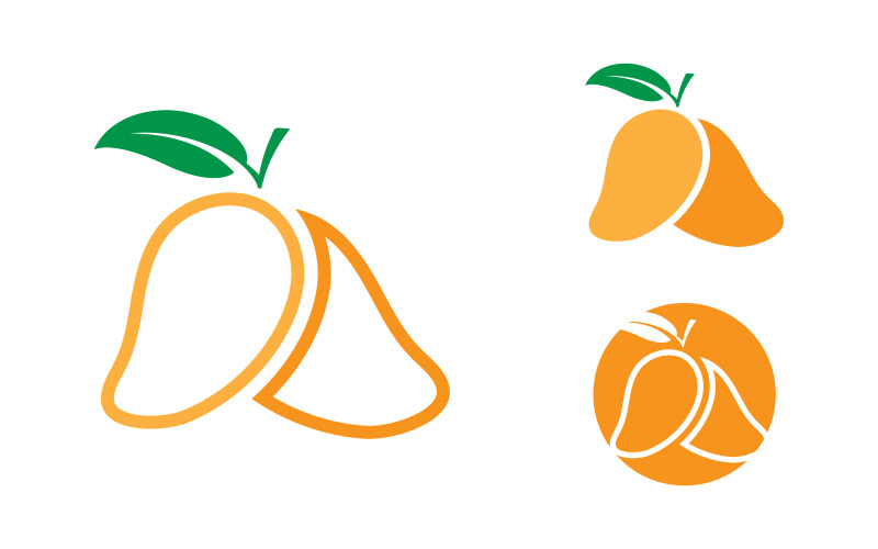 Diseño de logotipo de fruta fresca de mango, icono vectorial, ilustración v3.4