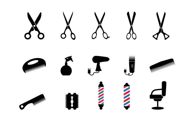 Elemento de barbearia Logotipo Vetorial Ícone Design Ilustração v1.1