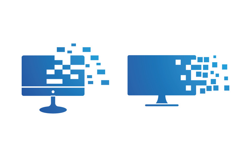 Illustration vectorielle de conception de logo de services informatiques v.1