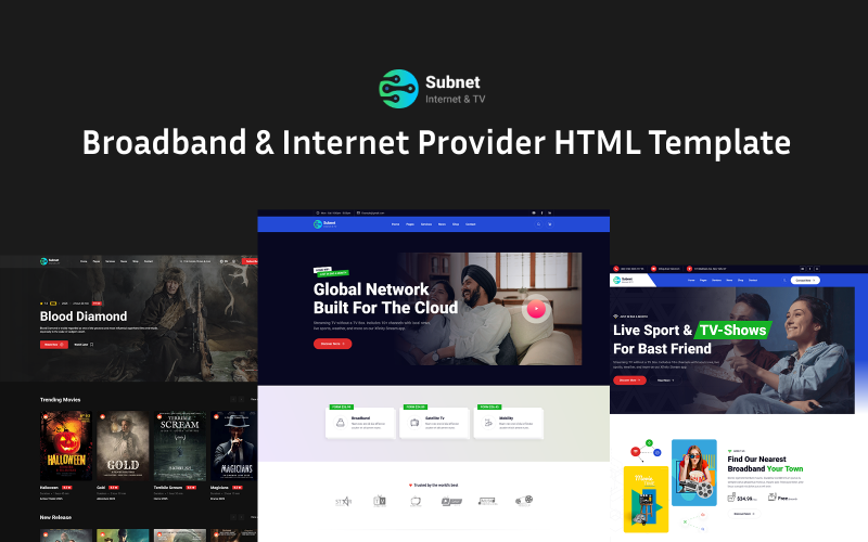 Modello per provider di Internet e TV satellitare a banda larga | Servizio Internet e a banda larga - Subnet